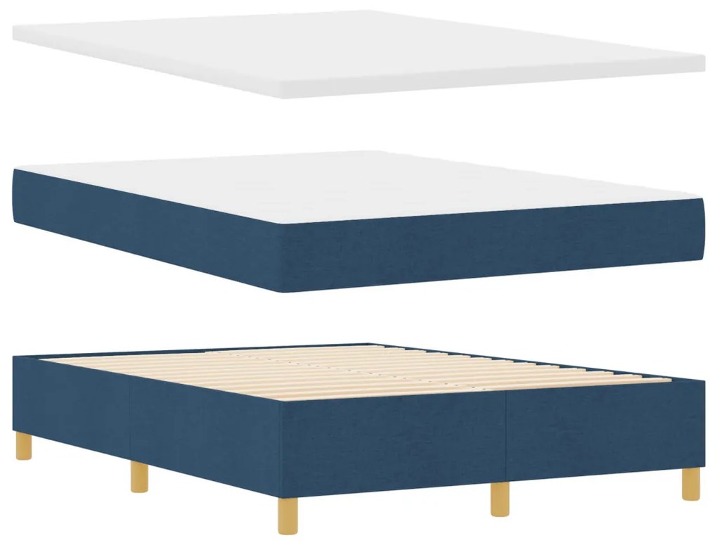 Boxspring Ágy Mattal és Kék LED-del 140x200 cm Szövet