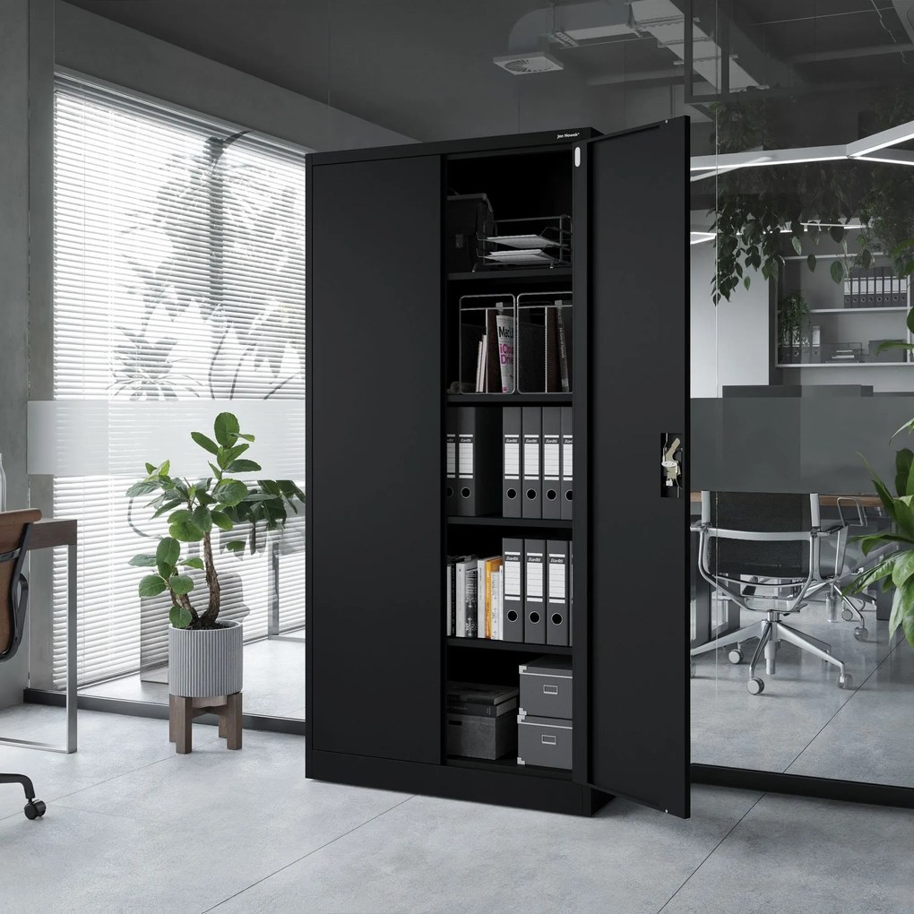 Fém iratszekrény JAN, 900 x 1850 x 400 mm, fekete