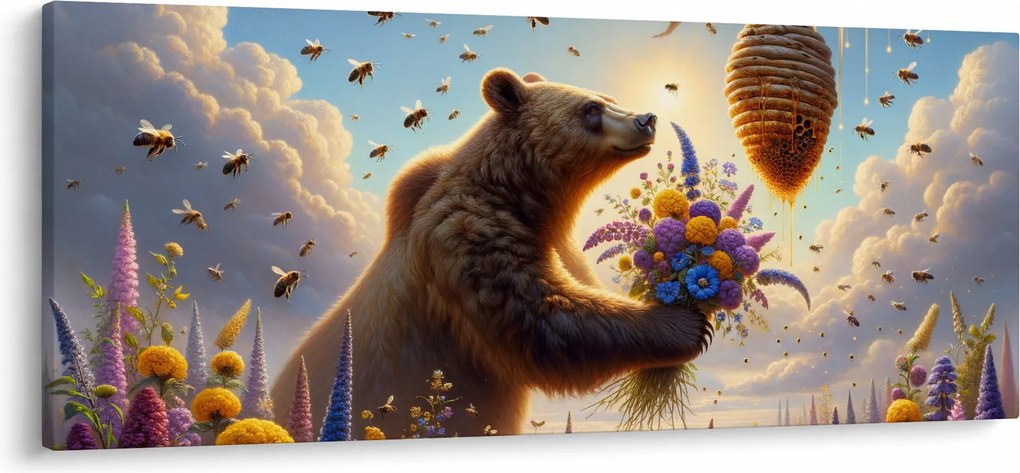 Kép - Medve és méhek (120x50 cm)