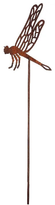 Rusztikus lézervágott leszúrható szitakötő sziluett, kültéri és beltéri dekorációs kiegészítő, 37 cm