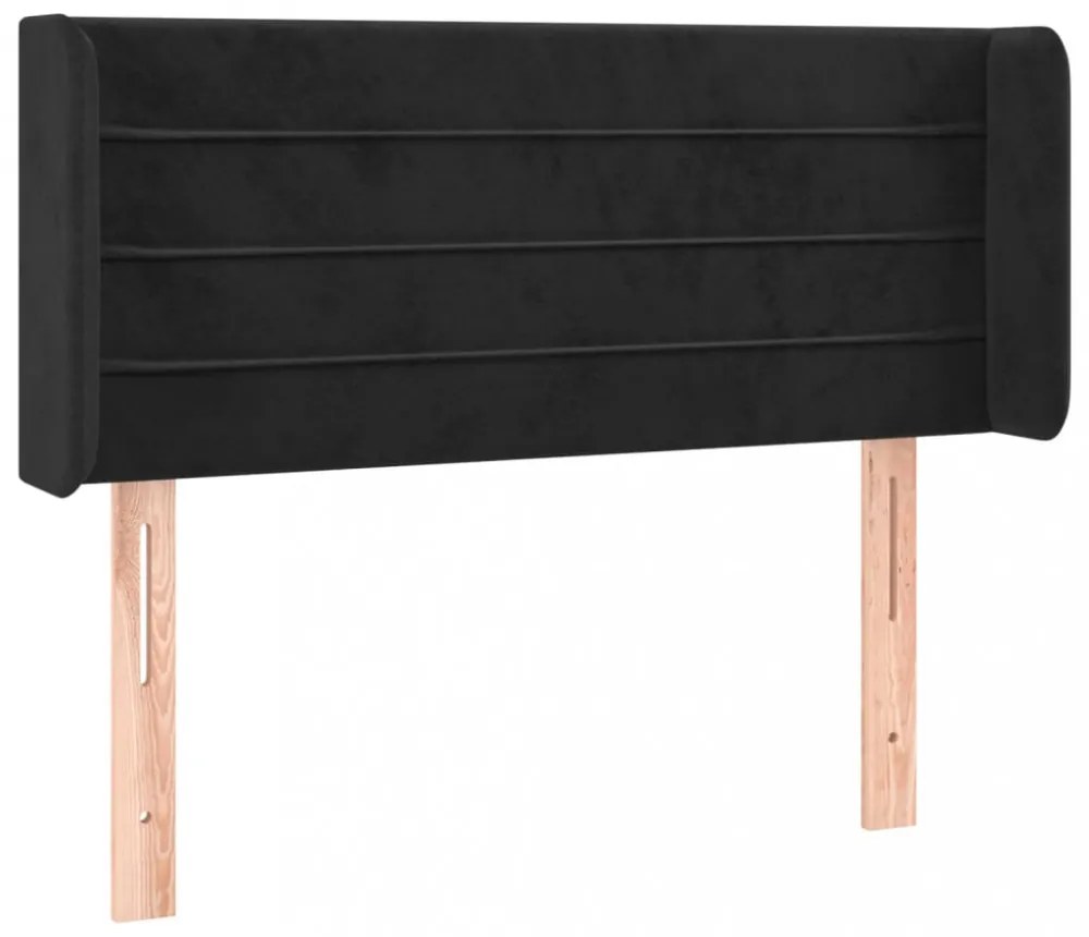 fekete bársony fejtámla szárnyakkal 83x16x78/88 cm