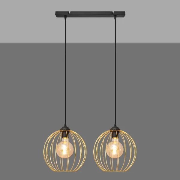 Csillár zsinóron MERCURE 2xE27/15W/230V arany/fekete