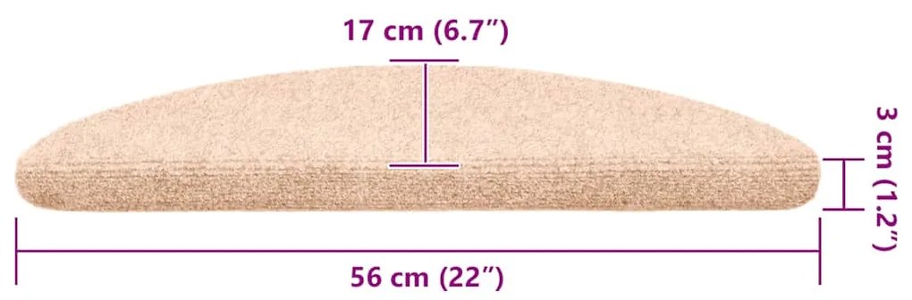 10 db krémszínű tűlyukasztott öntapadó lépcsőszőnyeg 56x17x3 cm