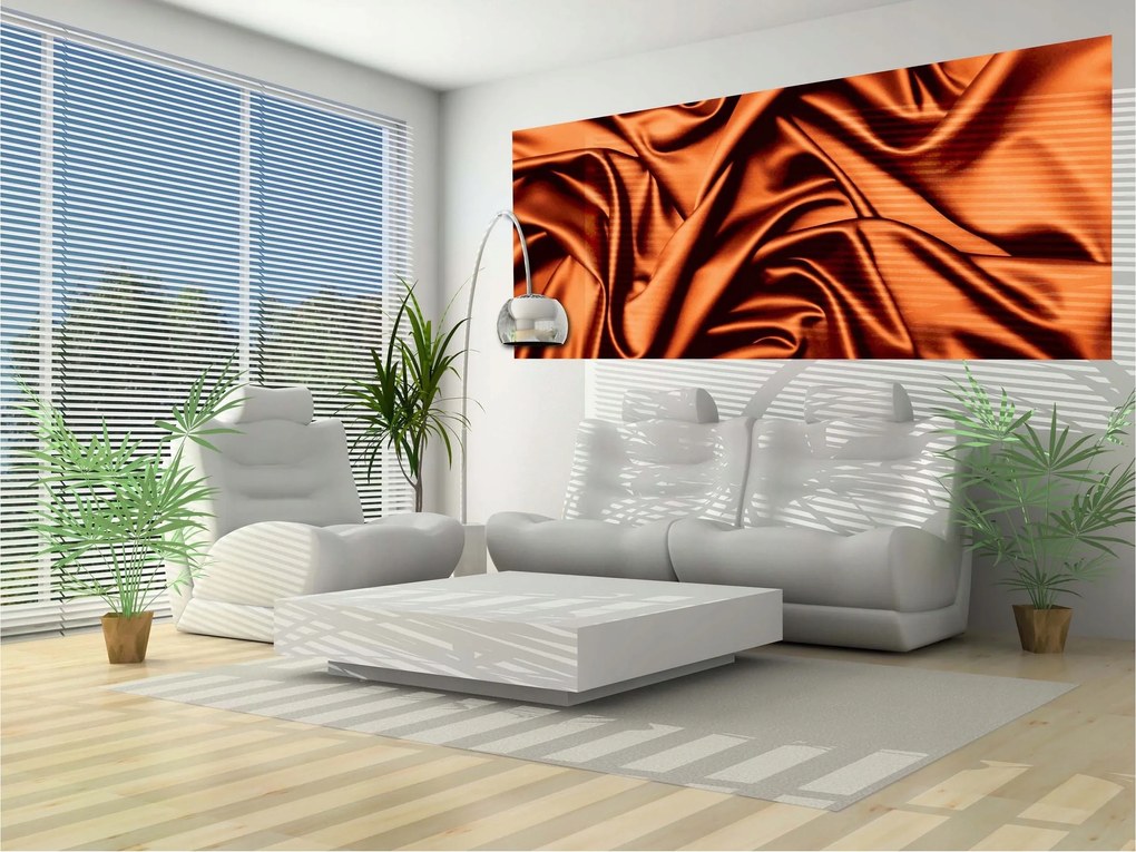 Fotótapéta Narancssárga szatén Elegancia Absztrakt Szövet 250x104 +ragasztó