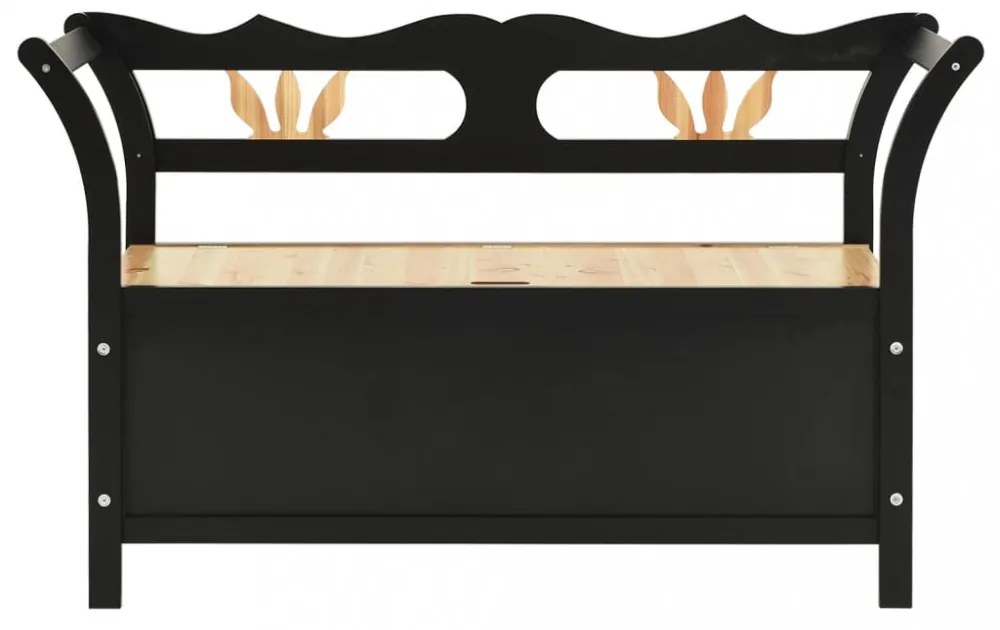 fekete tömör fenyőfa pad 107 x 45 x 75,5 cm