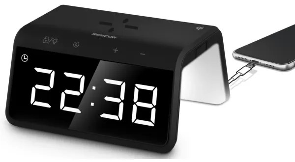 Sencor - LED RGB Ébresztőóra vezeték nélküli töltéssel 10W/1xCR2032