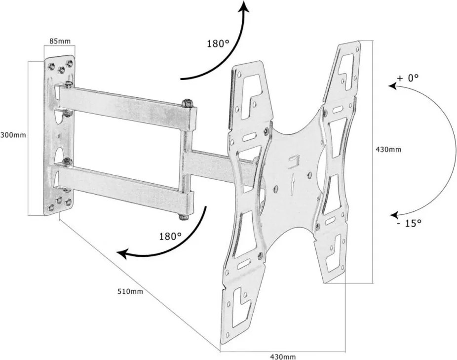 MONTY TV és LCD monitor tartó fali konzol 65"