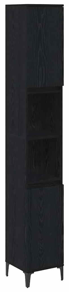 vidaXL Fürdőszoba bútor szett polcokkal 3 pcs Musta tammi Faanyag