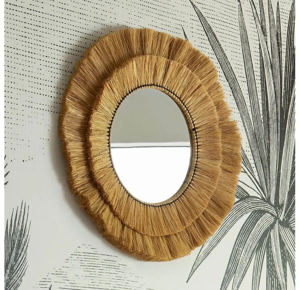 Atmosphera Atmosphera - Fali tükör ALBA átm. 57 cm raffia háncs P6718