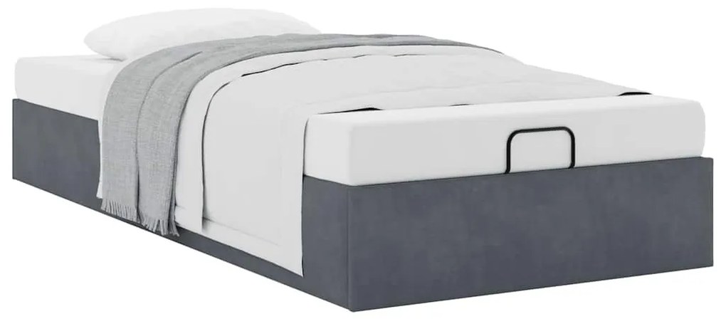 Ottomán ágykeret matrac nélkül Sötétszürke 90x190 cm Velvet