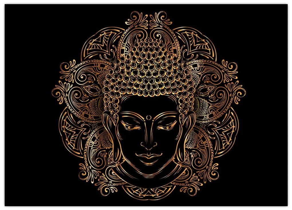 Arany Buddha képe (üvegen) (70x50 cm)