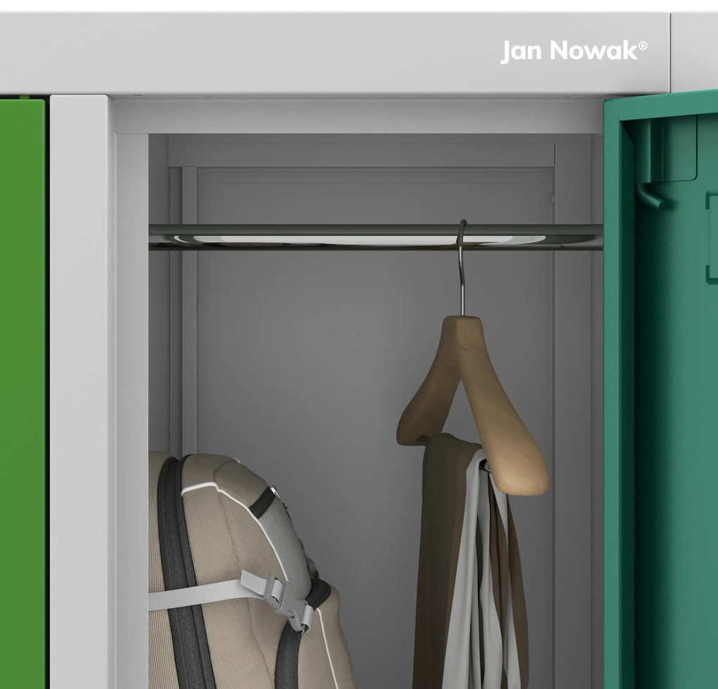 Fém szekrény, 10 rekeszes BARTUŚ, 1360 x 1500 x 450 mm, szürke-többszínű