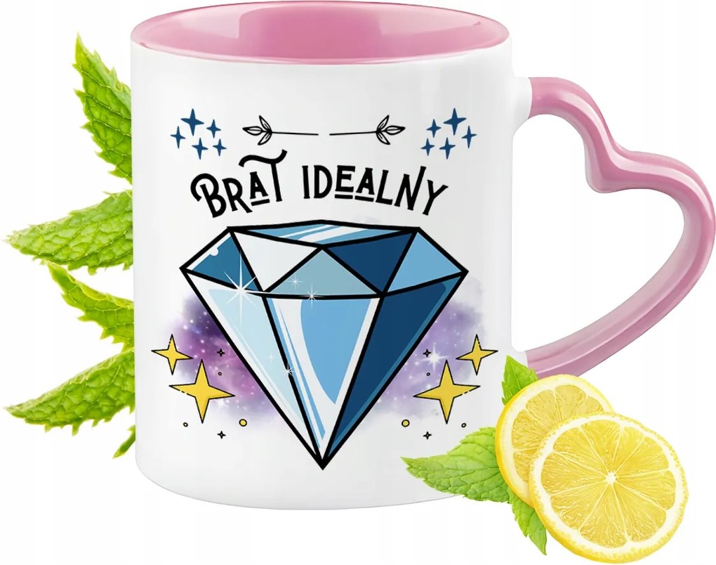 Bögre Testvérnek Rózsaszín Szív Alakú Füllel Kávé Ajándék