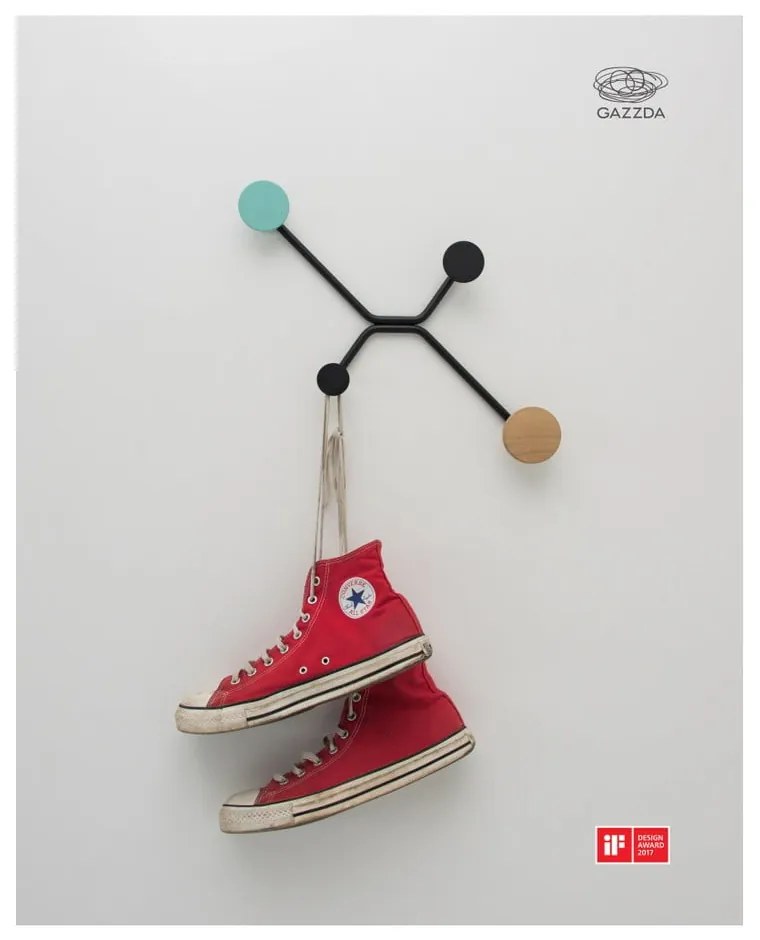 Hook fekete fali akasztó sarokba, mentazöld részletekkel - Gazzda