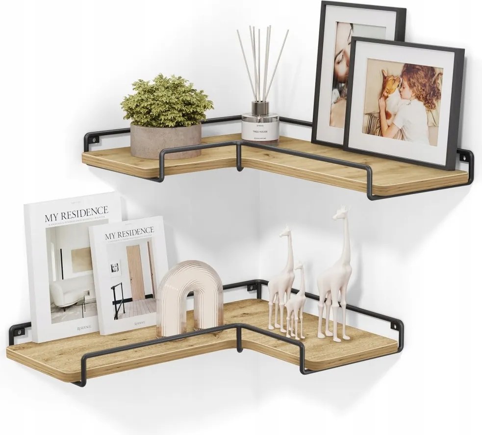 Akasztós Polc Loft Tölgy Artisan Fekete Acél 40 Cm Oskar