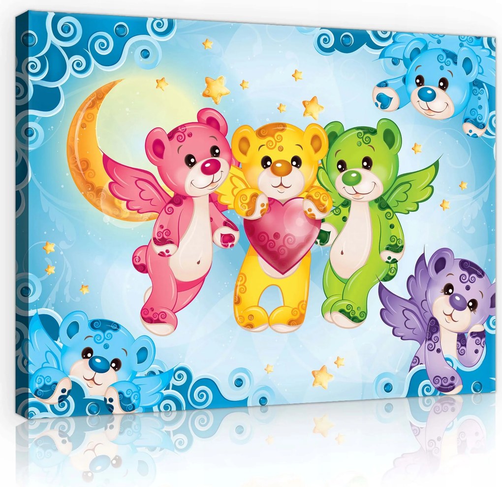 Vászonkép 60x40 Aranyos mackó tökéletes kiegészítő a gyerekszobába Vidám akcentus