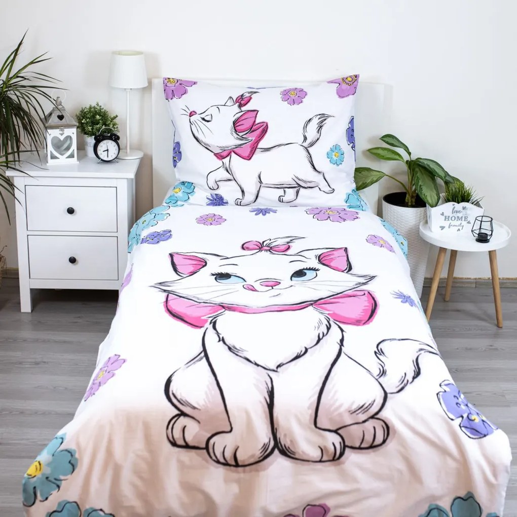 Disney Marie Floral ágyneműhuzat 140×200cm, 70×90 cm