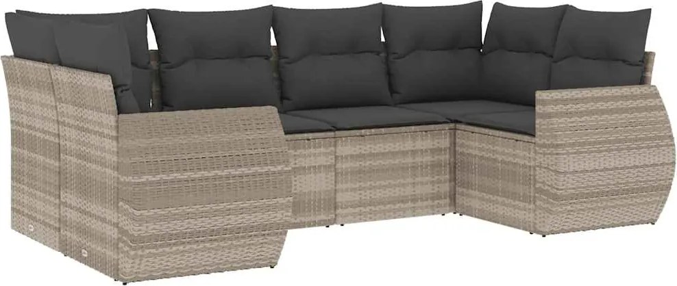vidaXL 6 részes világosszürke polyrattan kerti ülőgarnitúra párnákkal