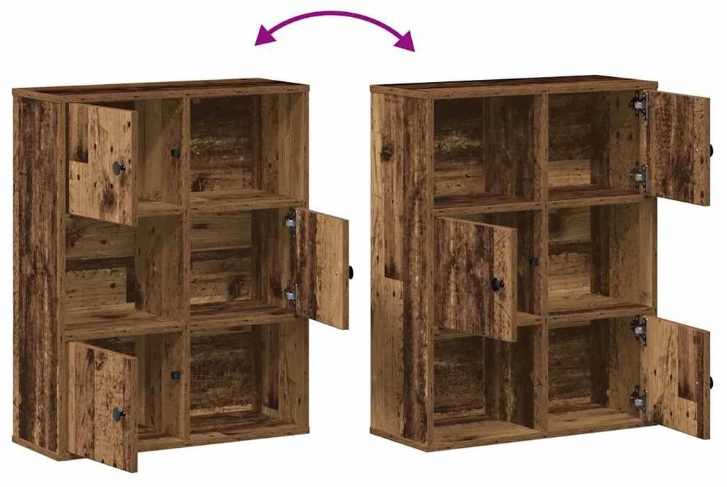 antik fa színű szerelt fa könyvespolc 60x24x76,5 cm