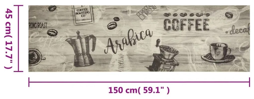szürke kávémintás mosható bársony konyhaszőnyeg 45x150 cm