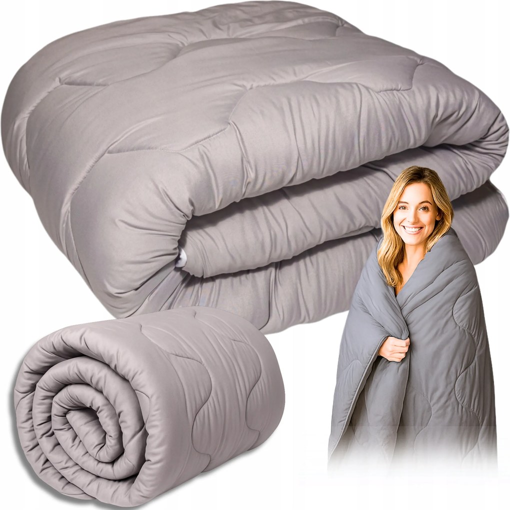 Egész évben használható antiallergén könnyű bolyhos steppelt paplan 160x200cm Szürke