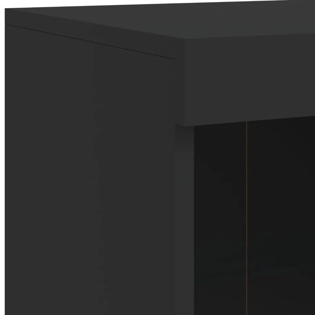 fekete tálalószekrény LED-világítással 81 x 37 x 100 cm