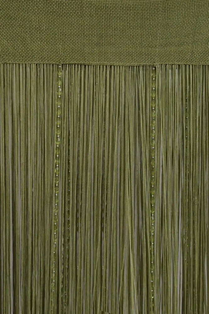 Függöny SPAGETTI(zsinórfüggöny) zöld, gyöngyökkel 150x250