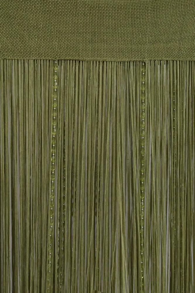 Függöny SPAGETTI(zsinórfüggöny) zöld, gyöngyökkel 150x250