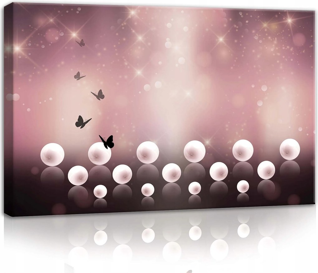 Vászonkép 60x40 Lila álom a nappaliba pillangókkal és a finomság ragyogásával