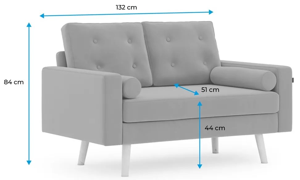 MANDI VELVET szürke 2 személyes kanapé