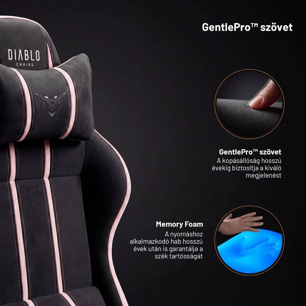 Gamer szék szövet Normal Size, fekete-rózsaszín: Diablo X-One 2.0 Akira Pink