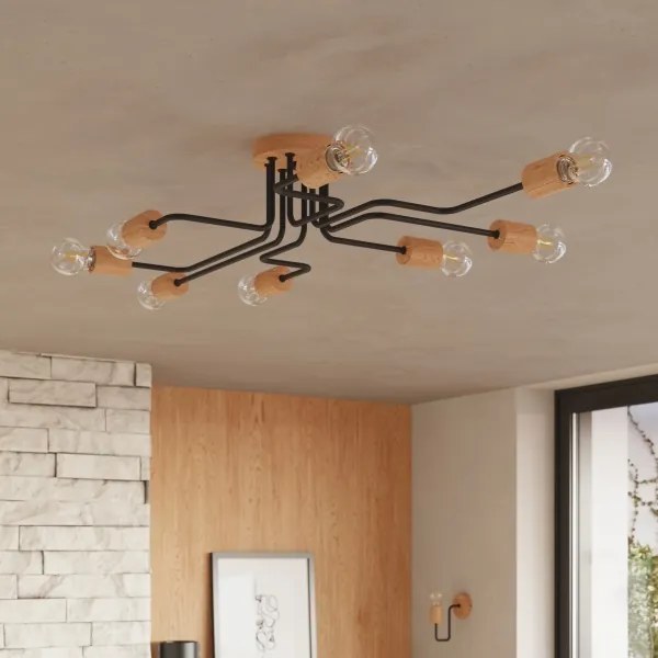 Sollux SL.1668 - Fali lámpa TIMBO 1xE27/15W/230V fekete/bézs/bükkfa