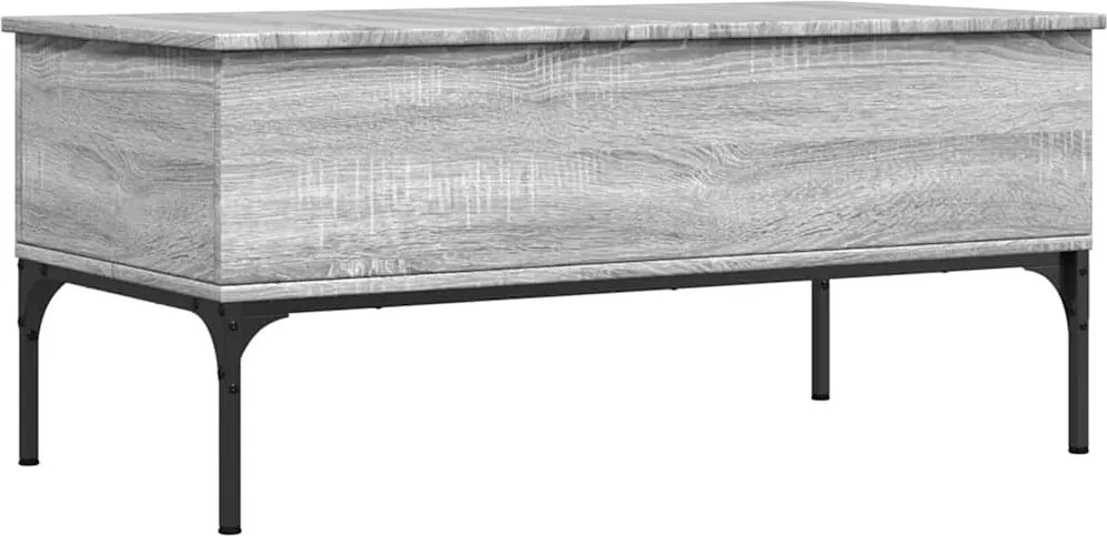 vidaXL szürke sonoma szerelt fa és fém dohányzóasztal 100 x 50 x 45 cm