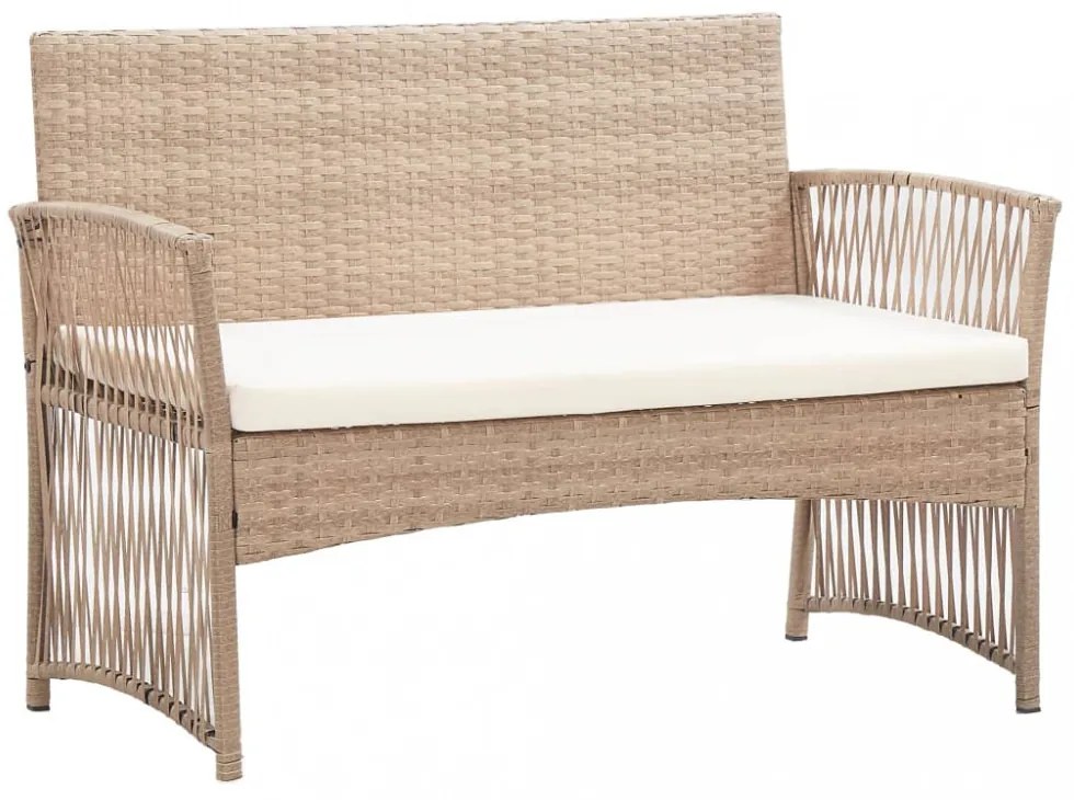 vidaXL 4 részes bézs kerti polyrattan bútorszett párnákkal