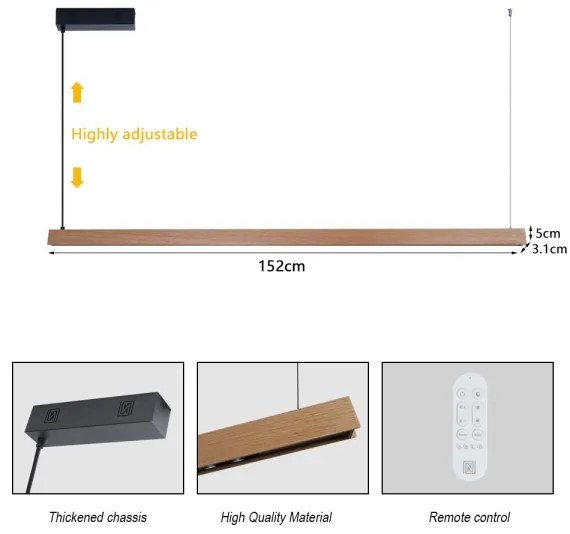 Immax NEO 07304L - LED dimmelhető zsinóros csillár MADEIRA 33W/230V Wi-Fi Tuya 152 cm tölgy