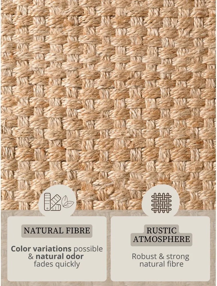 Natúr színű kétoldalas-kézi szövésű juta futószőnyeg 80x200 cm Fjord – Hanse Home