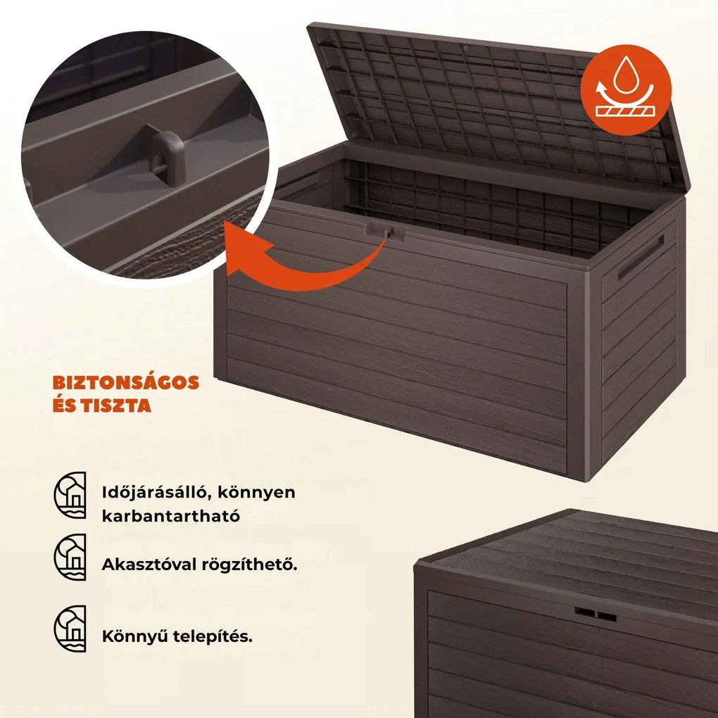 WOODEBOX tárolódoboz, 280l, 120x46x57cm, sötétbarna Prosperplast