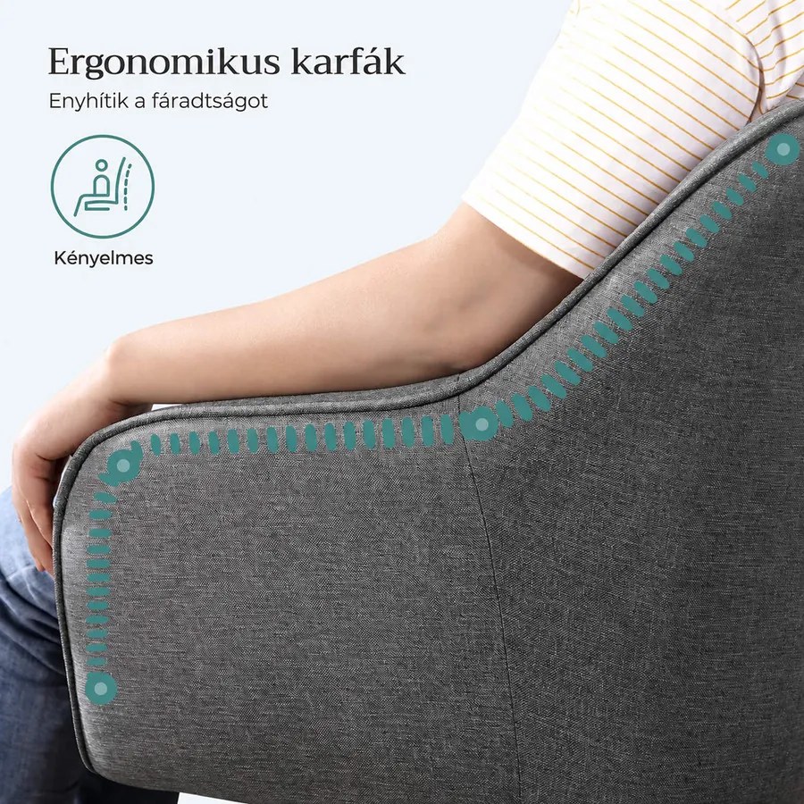 SONGMICS Állítható Magasságú Íróasztal Szék Acélvázzal – Szürke