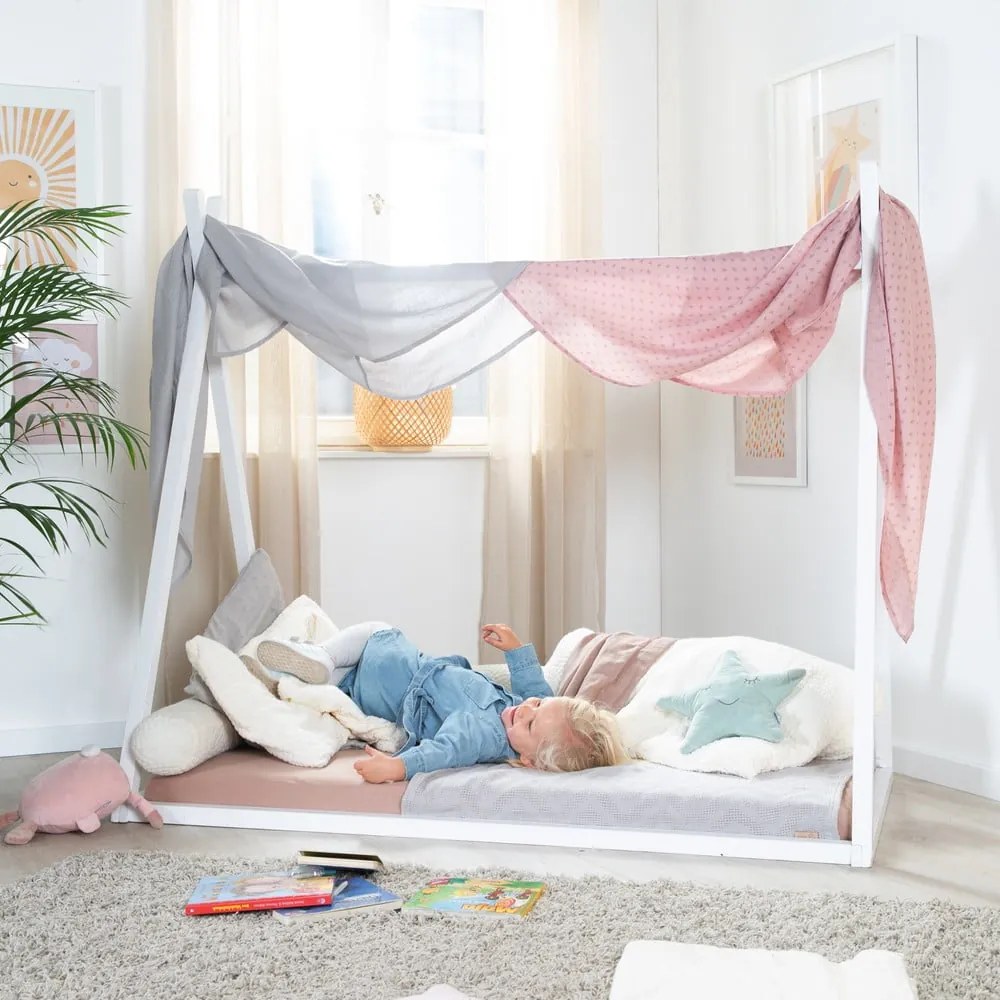 Fehér házikó alakú gyerekágy 70x140 cm Montessori – Roba