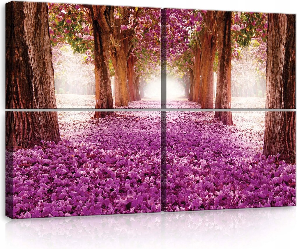 Vászonkép 120x80 Virágos sikátor virágzó sikátor lila szirmok rózsaszín virágok