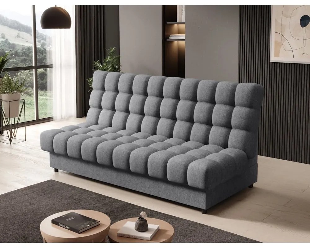 Szürke zsenília kinyitható-tárolóhelyes kanapé 197 cm Clareta – ELTAP