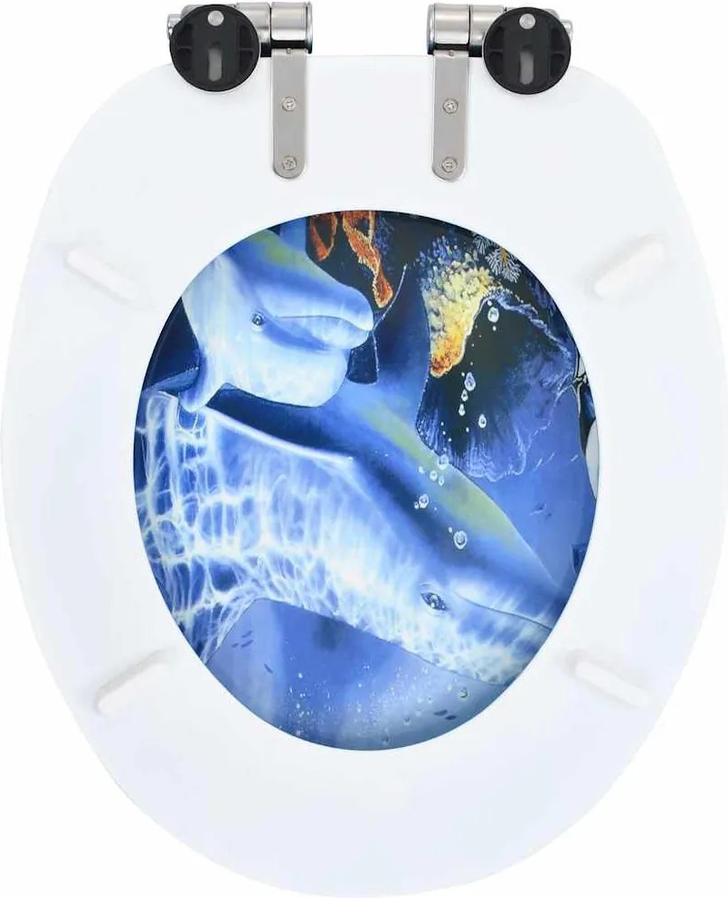 2 db delfinmintás MDF WC-ülőke lassan csukódó fedéllel