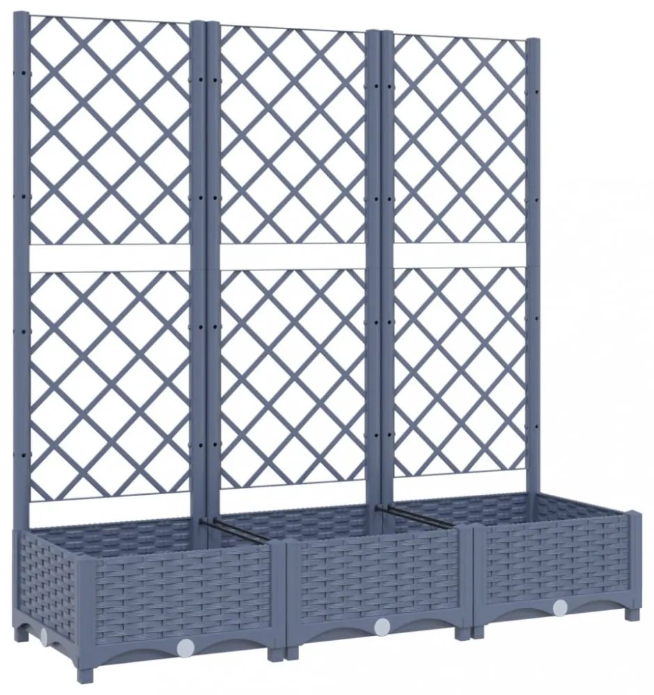 kékszürke PP rácsos kerti ültetőláda 120 x 40 x 121,5 cm