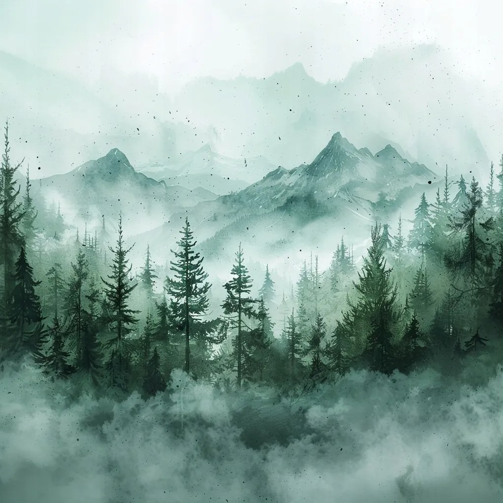 Vászonkép Canvas Tájkép Kilátás Hegyek Erdő Fák Köd 40x40