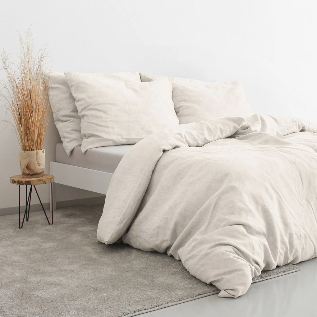 Goldea lenvászon keveréket tartalmazó ágyneműhuzat - elefántcsont 140 x 200 és 70 x 90 cm