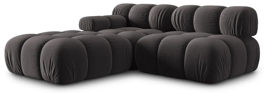 Sötétszürke bársony kanapé 282 cm Bellis – Micadoni Home