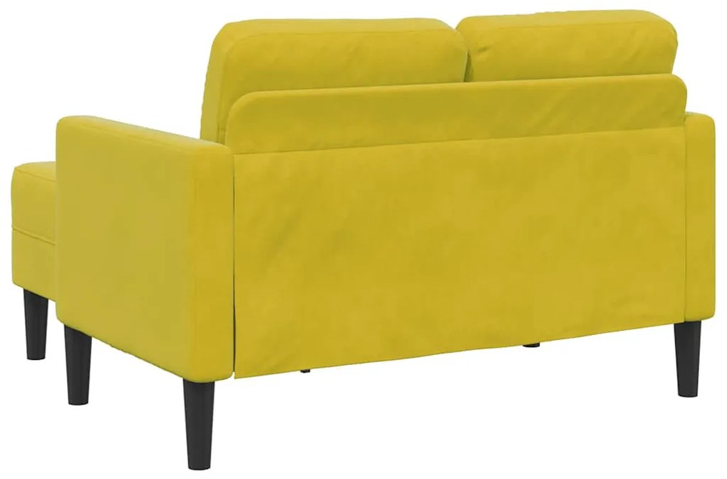 sárga bársony 2 üléses kanapé L-alakú kanapéval 125 cm