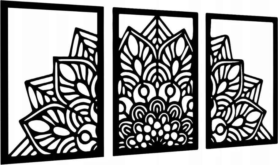 Áttört Kép Mandala Konyhába Nappaliba Szoba Fali Dekoráció 3D Triptichon