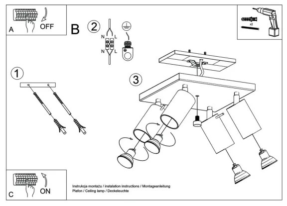 Sollux SL.0090 - Spotlámpa RING 4 4xGU10/10W/230V fehér