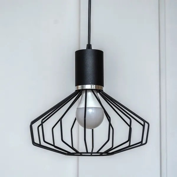 SOLANO kábeles függeszték 1xE27/15W/230V fekete/fényes króm